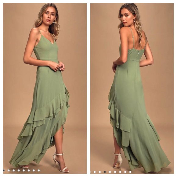 Lulus Dresses & Skirts - Lulu's Esther Sage Ruffled Sleeveless Maxi Dress S